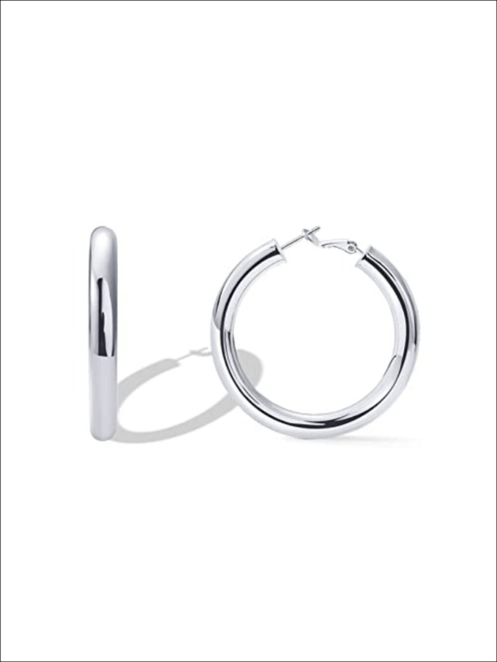 Chunky Gold Plated Hoop Earrings Huggies 50mm with Sterling Silver Posts